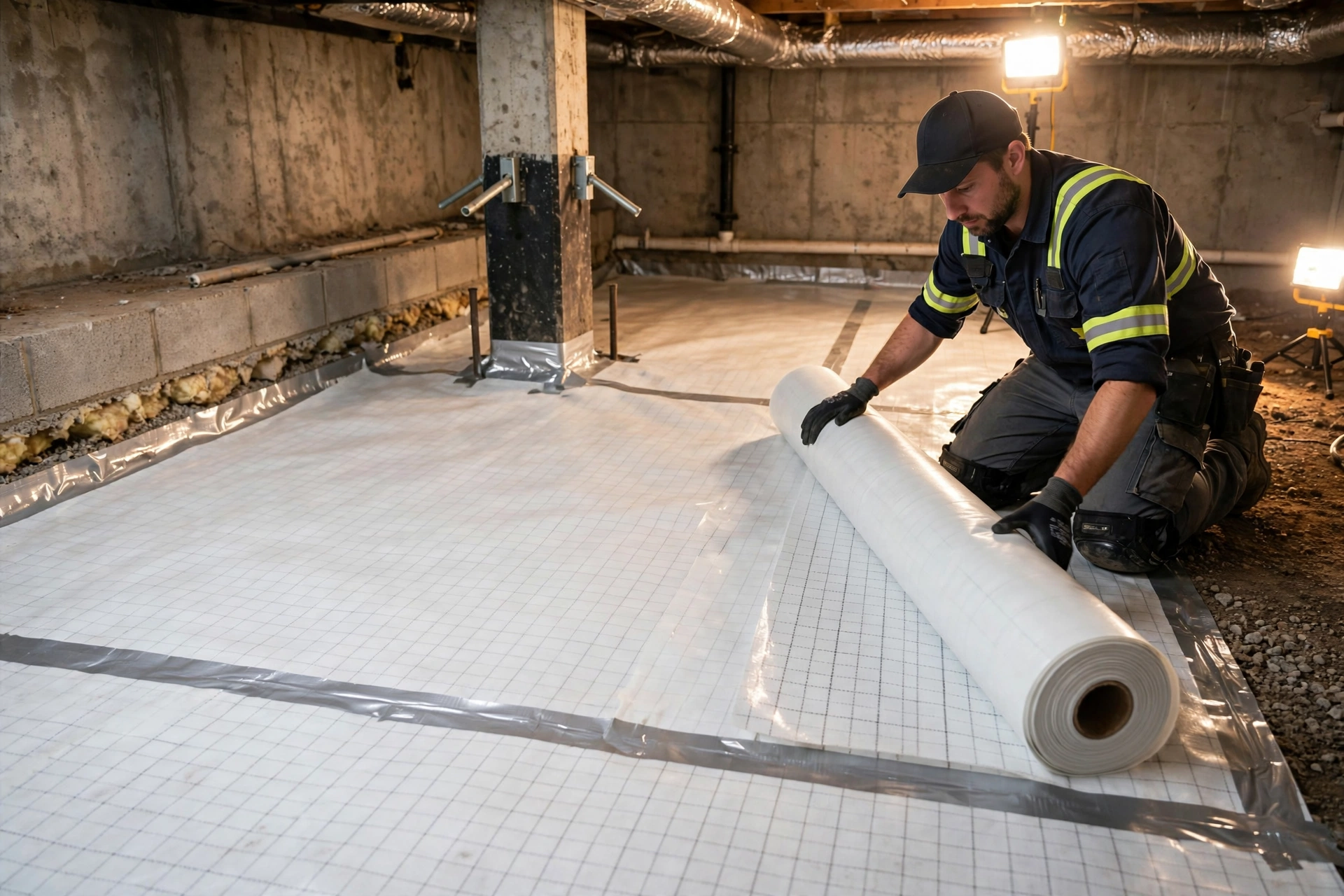 Vapor barrier installation in Hoover AL — reinforced liner